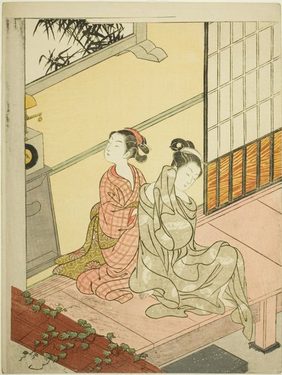 De Avondklok van de Klok (Tokei no bansho), uit de serie "Acht Zichten van de Salon (Zashiki hakkei)" door Suzuki Harunobu