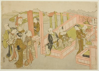 De introductie (Miai), het eerste blad uit de serie "Huwelijk in brokaatprenten, de koets van de deugdzame vrouw (Konrei nishiki misao-guruma)" door Suzuki Harunobu