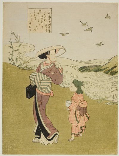 De Juweelrivier van Plevieren, uit een ongetitelde serie van Zes Juweelrivieren door Suzuki Harunobu