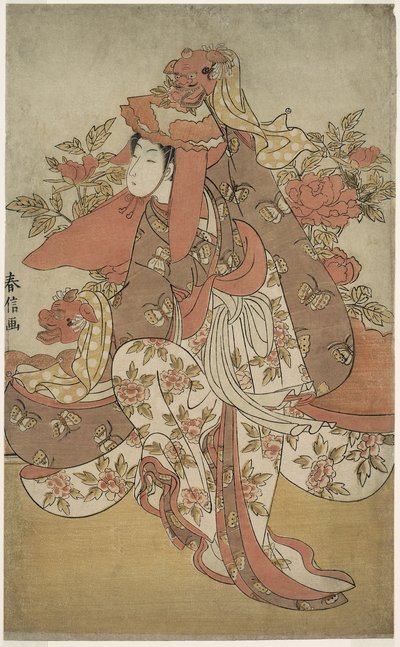 De leeuwendans door Suzuki Harunobu