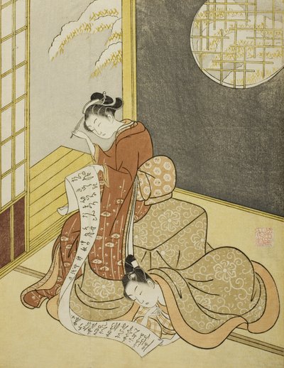 De Liefdesbrief, 1765 door Suzuki Harunobu