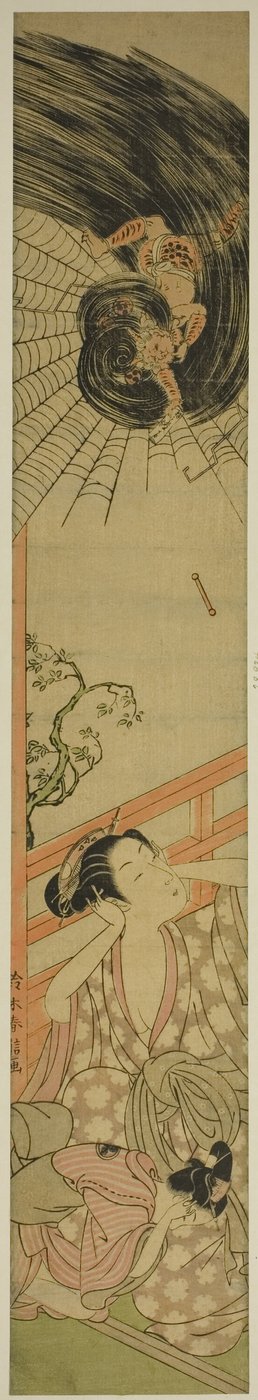 De Getroffen Dondergod die een Liefdesbrief aan een Courtisane Bezorgt door Suzuki Harunobu
