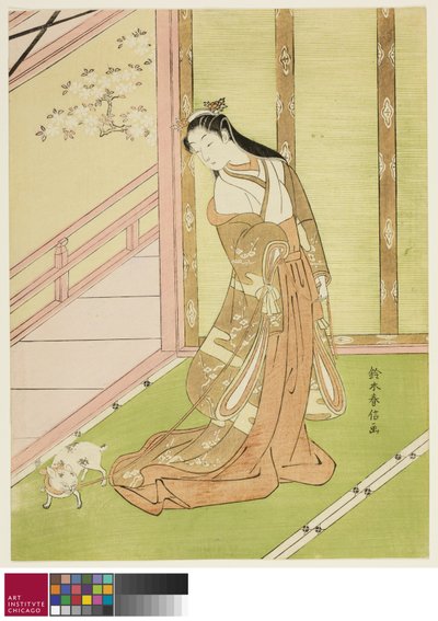 De derde prinses en haar huisdierkat, c.1767/68 door Suzuki Harunobu