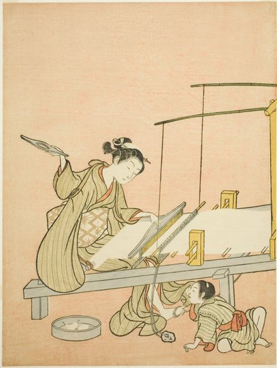 Het Werpen van de Spoel door Suzuki Harunobu