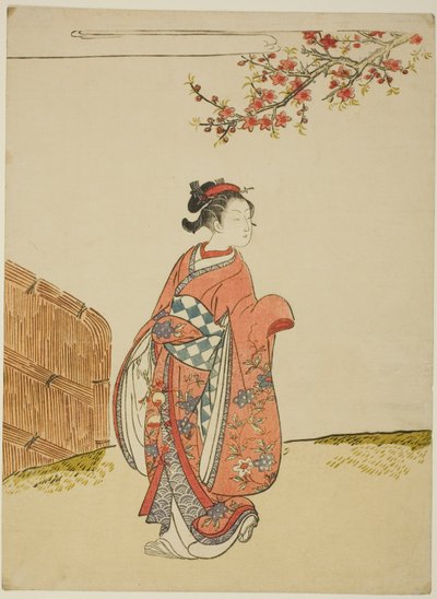Onder een Perzikboom door Suzuki Harunobu