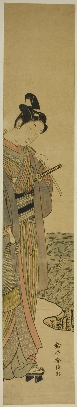 Jonge Man met Hengel en Net door Suzuki Harunobu