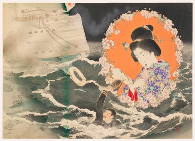Frontispice Illustratie (kuchi-e) voor Deel 1 van de roman Asahizakura door Murai Gensai door Suzuki Kason