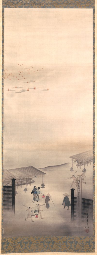 Yoshiwara en Shinagawa, Edo Periode door Suzuki Kiitsu