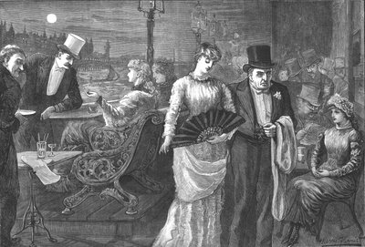 Een midzomernacht op het terras van het Lagerhuis, Palace of Westminster, 1881 door Swain
