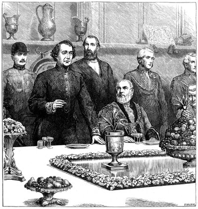 Lord Beaconsfield bij een banket in de Guildhall, eind 19e eeuw, 1900 door Swain