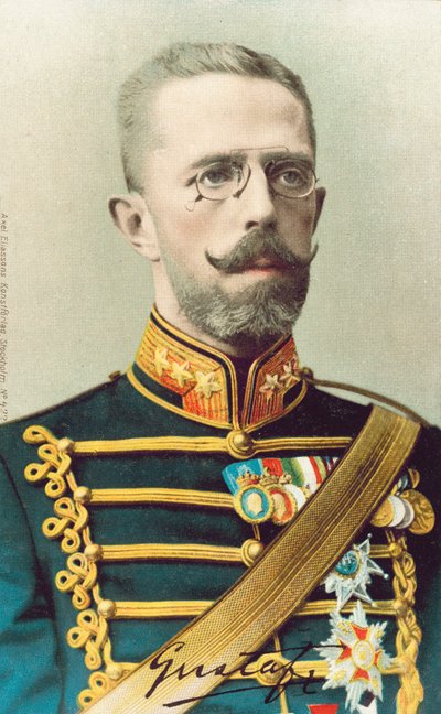 Gustaf V, koning van Zweden (ingekleurde foto) door Swedish Photographer