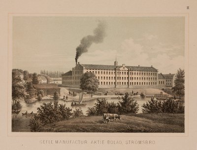 Katoenfabriek, Stromsbro, Zweden, c.1840 door Swedish School