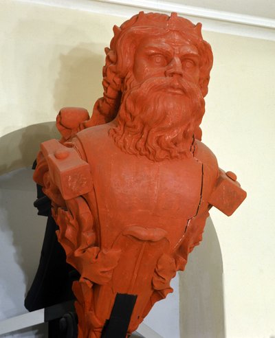 Afbeelding van de Zweedse korvet Thor, genoemd naar de Scandinavische godheid. Het symbool is de hamer. Gebouwd in 1841. Marinmuseum Karlskrona, Zweden door Swedish School