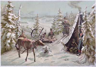 Noord-Zweden: herfsttrek in Lapland rond Luleå, eind 19e eeuw door Swedish School