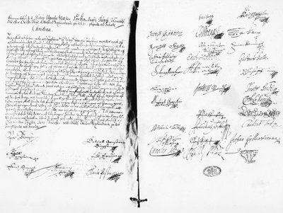 De abdicatieverklaring van Christina, koningin van Zweden, 1654 (geschrift) door Swedish School