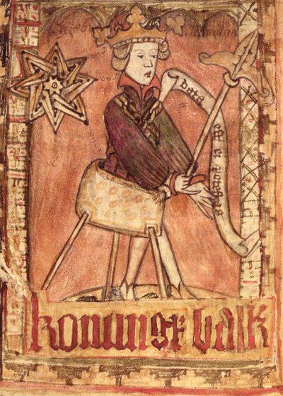 De Koning die recht spreekt, uit de Nationale Wetten van Magnus Eriksson (1319-64) c.1450 door Swedish School