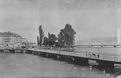 Genève, Pont des Bergues en Ile J-J Rousseau door Swiss Photographer