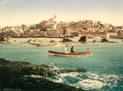 Haven van Jaffa met de stad op de achtergrond, ca. 1880-1900 door Swiss Photographer