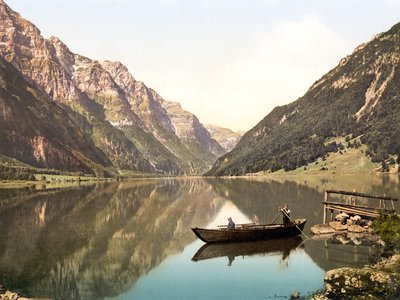 Klöntalersee, Glarus, Zwitserland, ca. 1900 door Swiss Photographer