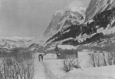 Winterlandschap in Grindelwald en de Wetterhorn door Swiss Photographer