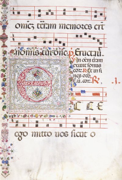 Een grote versierde initiaal "E", ca.1500 door Swiss School