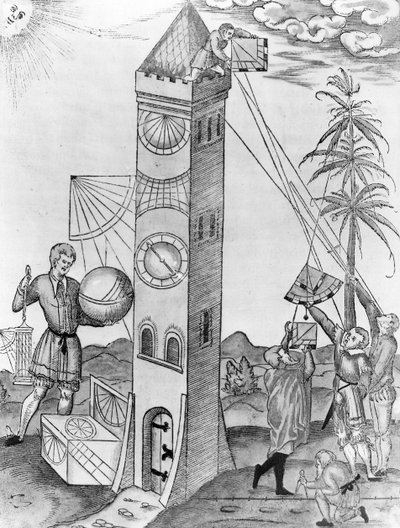 Een illustratie uit Sebastian Munsters Rudimenta Mathematica, 1551 door Swiss School
