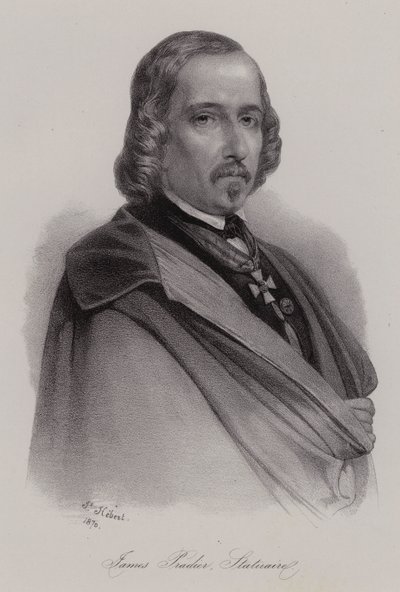 James Pradier, in Zwitserland geboren Franse beeldhouwer (gravure) door Swiss School