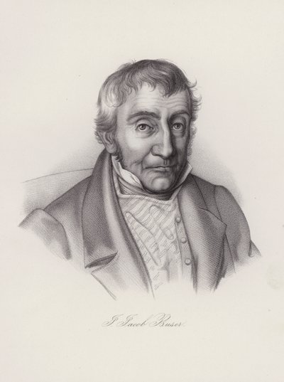 Johann Jakob Buser, Zwitsers politicus (gravure) door Swiss School