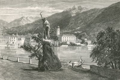 Lugano, met het standbeeld van Tell door Vela door Swiss School