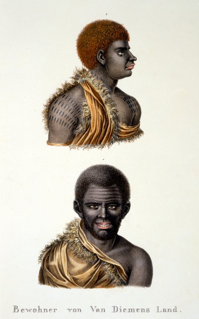 Inboorlingen van Van Diemensland, d.w.z. Tasmanië, uit Etnologische studie van verschillende raciale typen van verschillende continenten, door C.I. Brodtmann, 1824 door Swiss School
