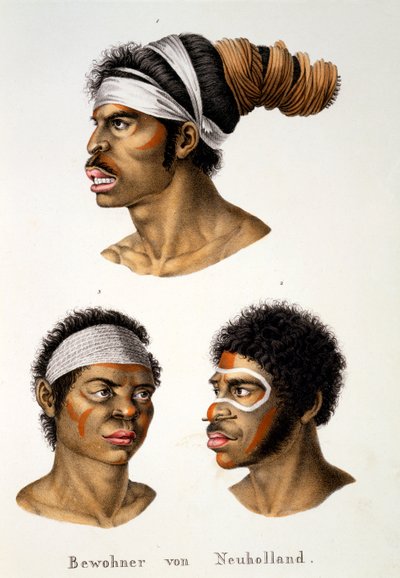 Inboorlingen van Nieuw-Holland (Australië), uit Etnologische Studie van Verschillende Rassentypes van Verschillende Continenten, door C.I. Brodtmann, 1824 door Swiss School