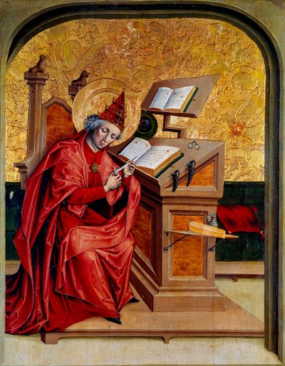 Portret van Sint-Gregorius de Grote (540-604) Paus van 590 tot 604. Schilderij van de Zwitserse School van de 15e eeuw. Dijon, Museum voor Schone Kunsten door Swiss School