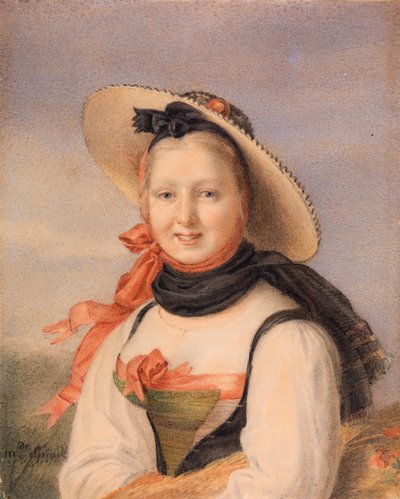 Portret van een meisje door Swiss School