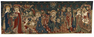 Wandtapijt dat vier scènes uit het leven van de Maagd Maria uitbeeldt, uit Bazel, ca. 1450-75 door Swiss School