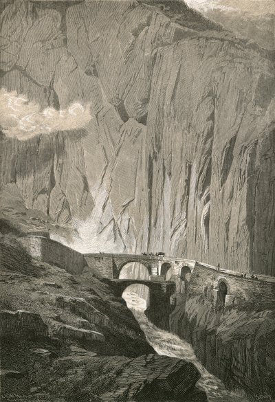De Duivelsbrug.-St. Gotthardweg, Schöllenenschlucht door Swiss School