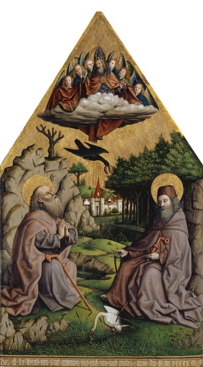 De Wonderbaarlijke Voeding van Sint Antonius en Sint Paulus de Kluizenaar door Swiss School