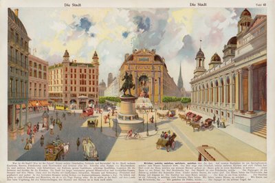 De stad (chromolitho) door Swiss School
