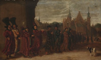 De gezantschap van de tsaar van Moskou op weg naar een vergadering van de Staten-Generaal in Den Haag door Sybrand van Beest
