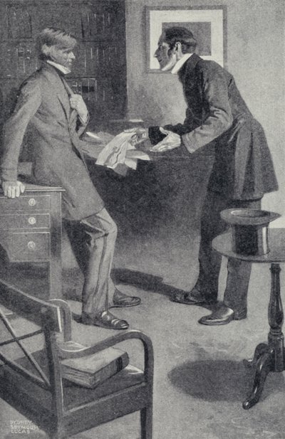 John Stuart Mill brengt zijn vriend Thomas Carlyle het vreselijke nieuws dat een onvoorzichtig meisje zijn manuscript heeft verbrand (litho) door Sydney C Lucas