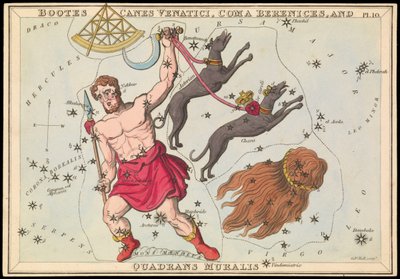 Bootes Canes Venatici, Coma Berenices en Quadrans Muralis, ca. 1825 door Sydney Hall