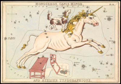 Monoceros, Canis Minor en Atelier Typographique, c.1825 door Sydney Hall