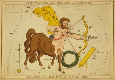 Sagittarius en Corona Australis, Microscopium en Telescopium, Illustratie uit 