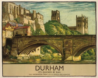 Een Britse Spoorwegen poster die Durham adverteert door Sydney Lee