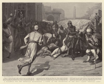 Een Gevecht om de Baksheesh van de Khedive, een scène bij de Processie van het Heilige Tapijt door Caïro door Sydney Prior Hall