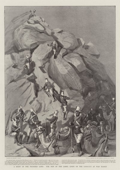 Een Zicht op het Beloofde Land, de Mannen van het Kameelkorps op de Uitkijk bij Wad Hamed door Sydney Prior Hall