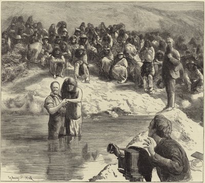 Een doop van Noord-Amerikaanse indianen door Sydney Prior Hall