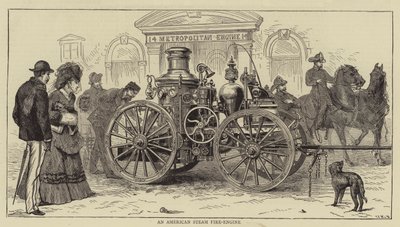 Een Amerikaanse stoombrandweerwagen door Sydney Prior Hall