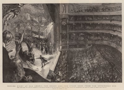 Bokswedstrijdavond in Old Drury, het Huis en het Podium gezien vanuit de Hoogste Loge door Sydney Prior Hall