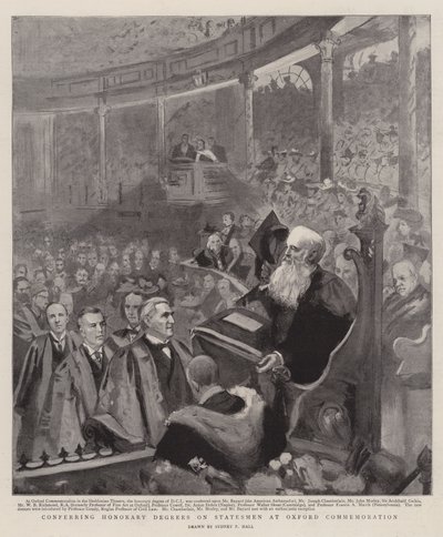 Eredoctoraten uitreiken aan staatslieden bij Oxford Commemoration door Sydney Prior Hall