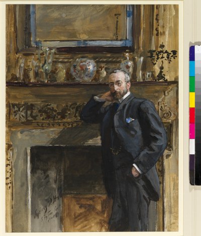 Heer in een interieur bij 5 Fig Tree Court, 1890 door Sydney Prior Hall
